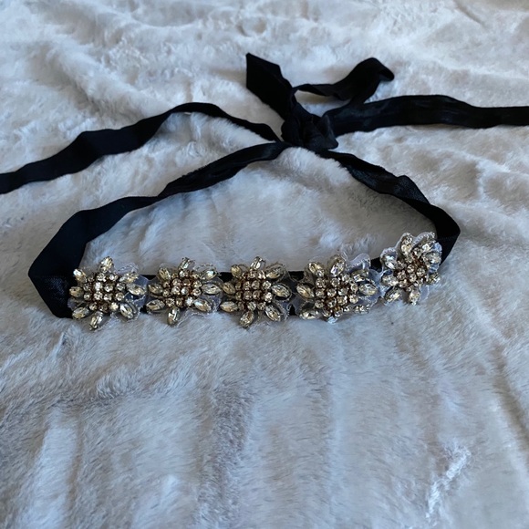 Rhinestone Stretch Tie Headband/Belt - Picture 5 of 5